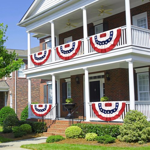 American Flag Bunting by 4Pack - 4th of July Patriotic Decorations | 2x4 FT Pleated Fan Flags