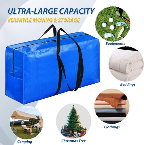 57 Gallon Extra Large Storage Bags by [Brand Name] - Heavy Duty Jumbo Moving Totes | Foldable Duffle for Travel & Christmas Tree - 2 Pack