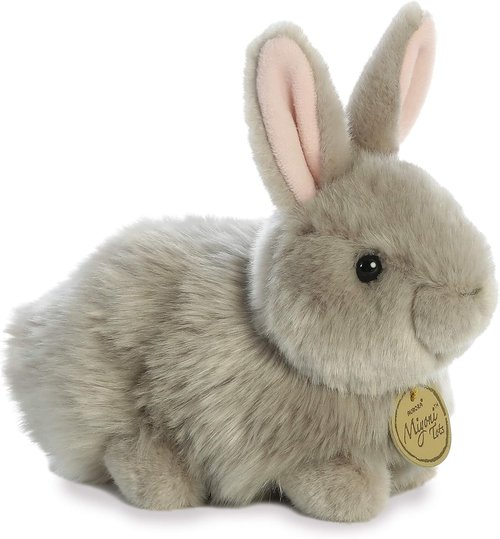 Aurora® Realistic Miyoni® Angora Bunny Stuffed Animal - Lifelike Detail - Gray 7.5 Inches