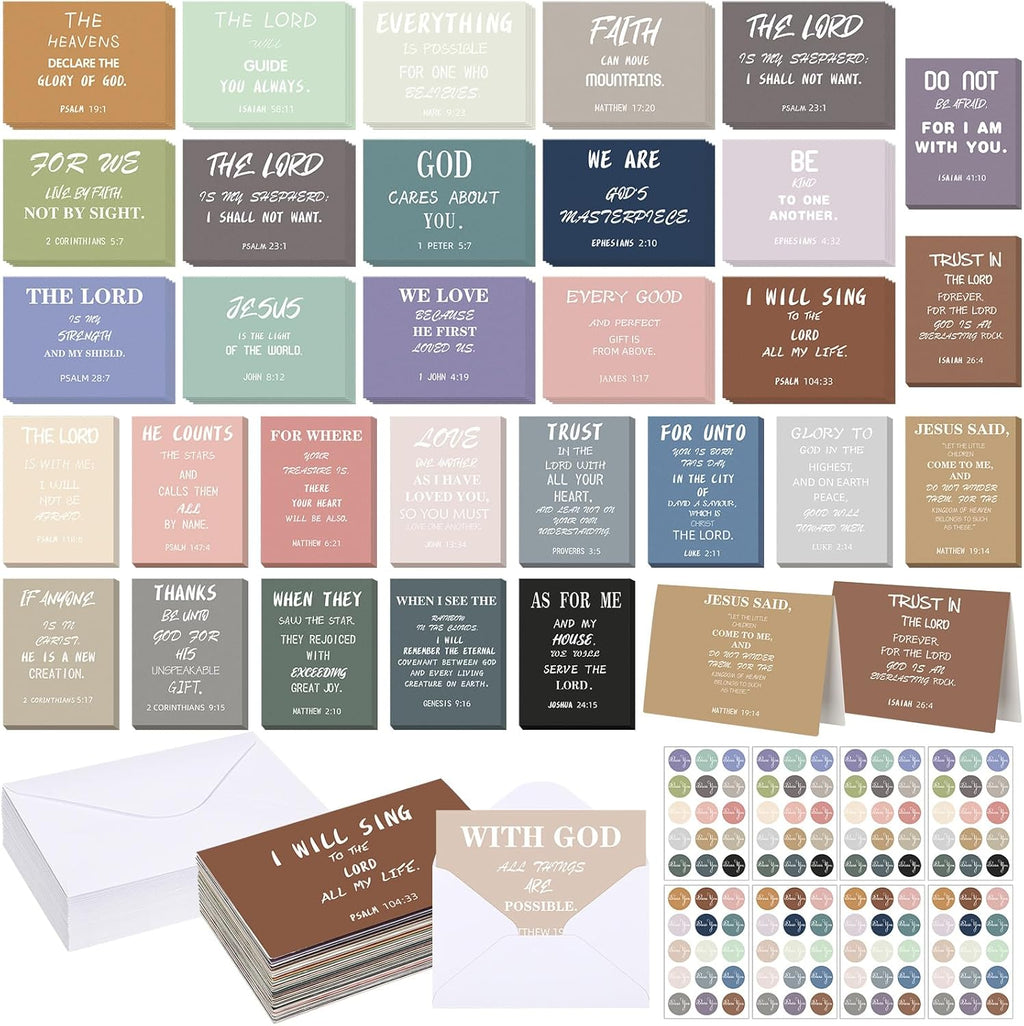 Sayglossy 120 Inspirational Christian Greeting Cards Set - Bible Verses for Christmas & Birthdays | 4 x 6''