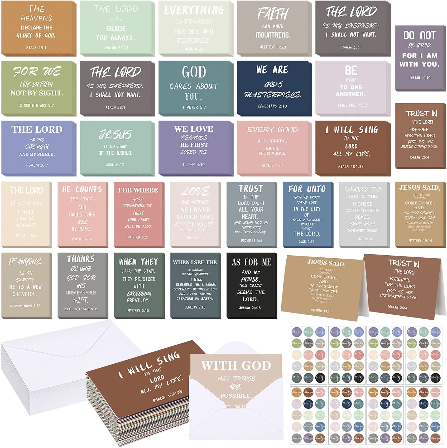 Sayglossy 120 Inspirational Christian Greeting Cards Set - Bible Verses for Christmas & Birthdays | 4 x 6''