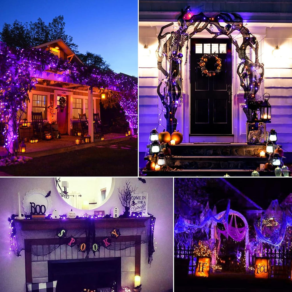 Minetom Halloween String Lights - 100 Count 25 Feet Incandescent Bulbs | Purple Mini Lights for Festive Decor
