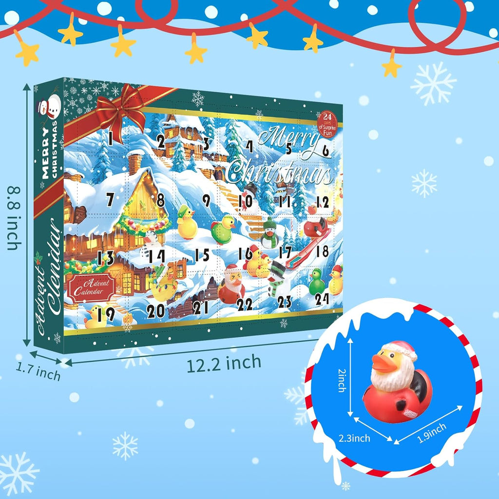 Skiennix Christmas Advent Calendar 2025 - 24 Rubber Ducks for Holiday Countdown Fun | Bath Toy Set