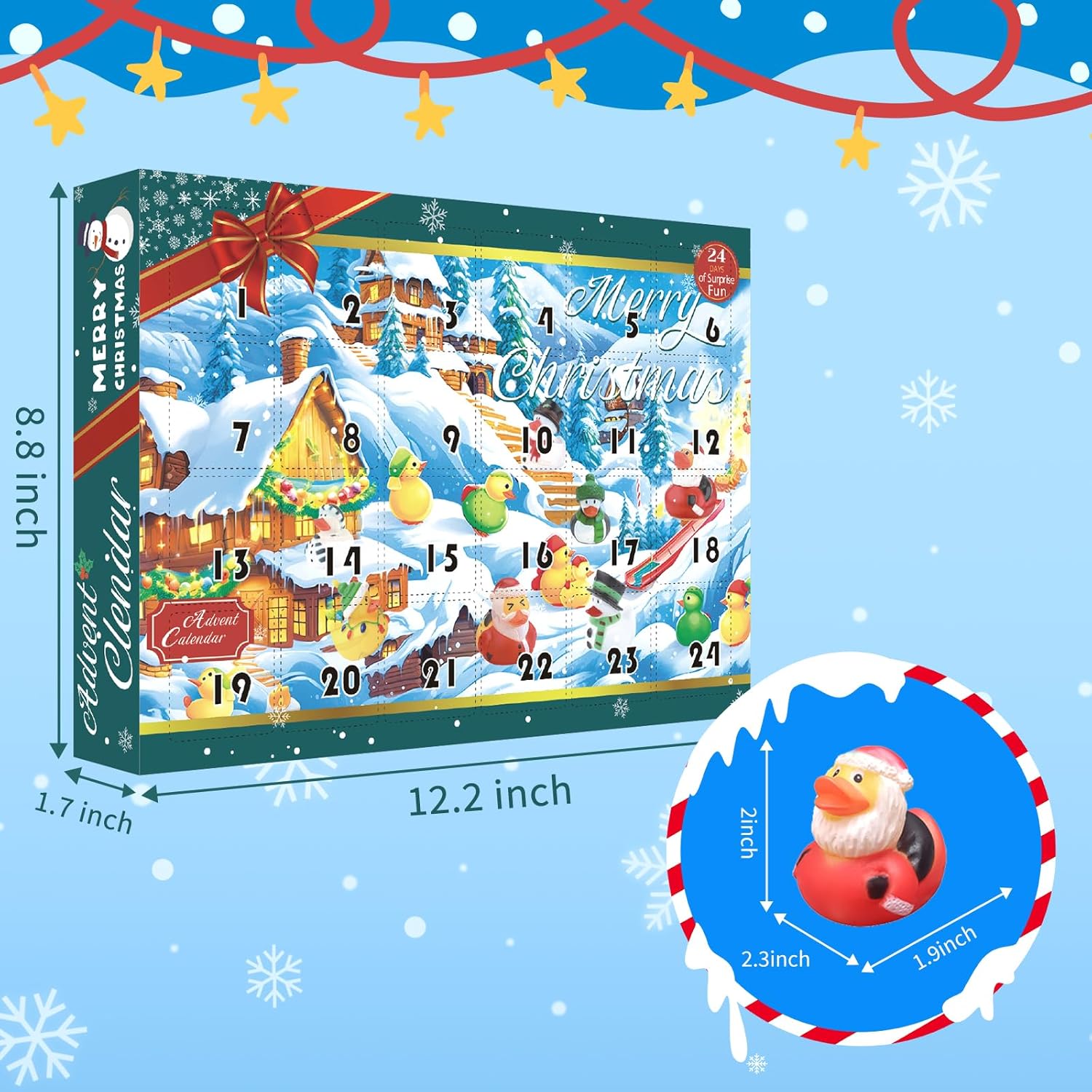 Skiennix Christmas Advent Calendar 2025 - 24 Rubber Ducks for Holiday Countdown Fun | Bath Toy Set