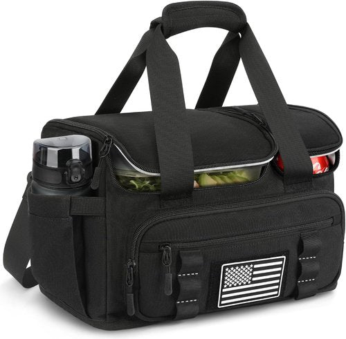 ETRONIK Tactical Lunch Bag - 15L Insulated Cooler for Men | Hot/Cold Compartments, Fits 3 Meals & Snacks, Black