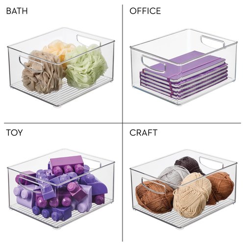 iDesign Stackable Storage Bin - Organize Pantry, Fridge, or Freezer, Set of 4, Clear, Made in USA