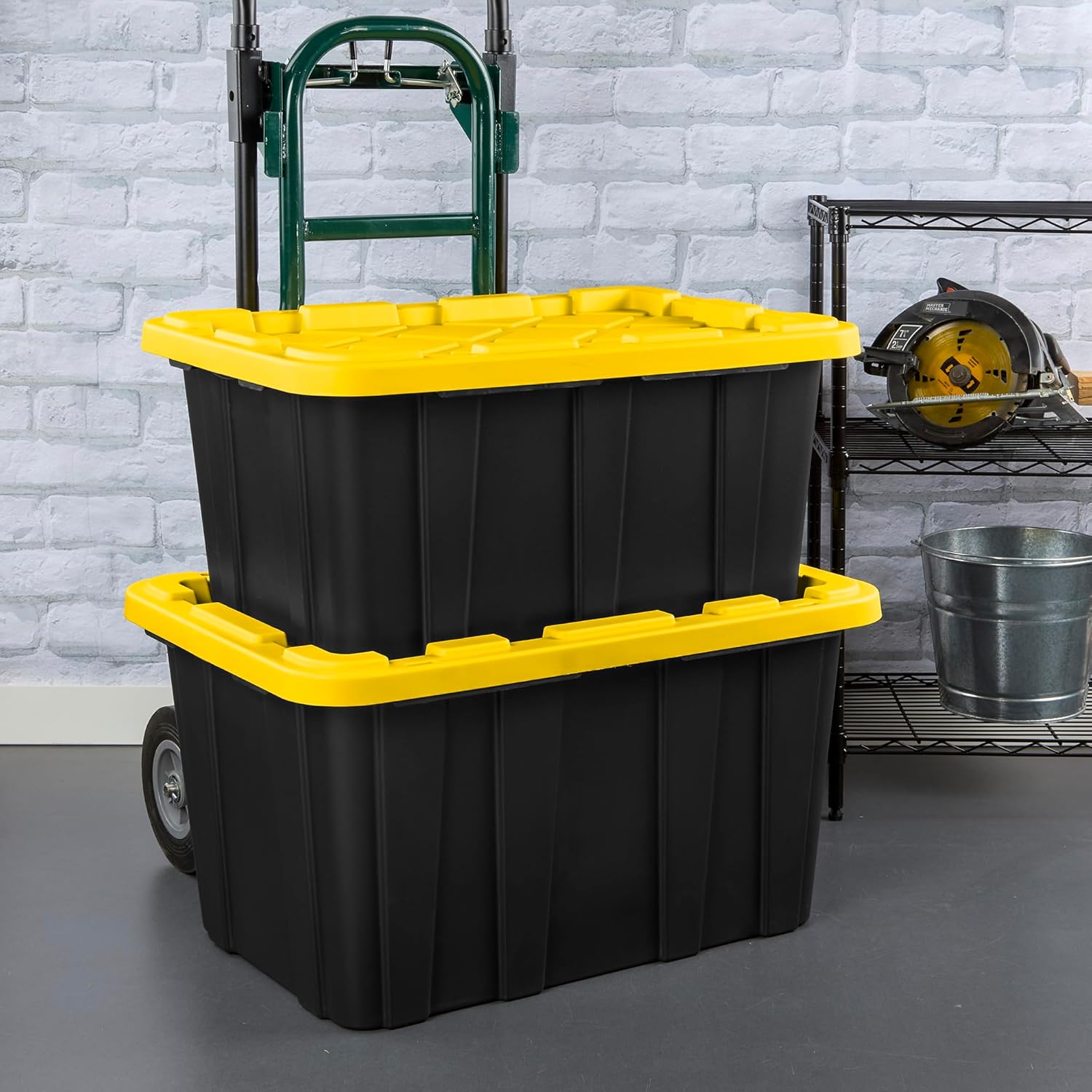 Sterilite 12-Pack Industrial Tote - Heavy-Duty Plastic Storage Bins with Lids, 27 Gallon | Ideal for Organizing Closet, Bathroom, Office
