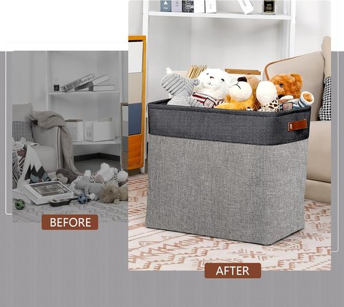DULLEMELO Extra Large Storage Baskets - Fabric Organizing Bins for Toys & Books | Black & Grey, 2-Pack
