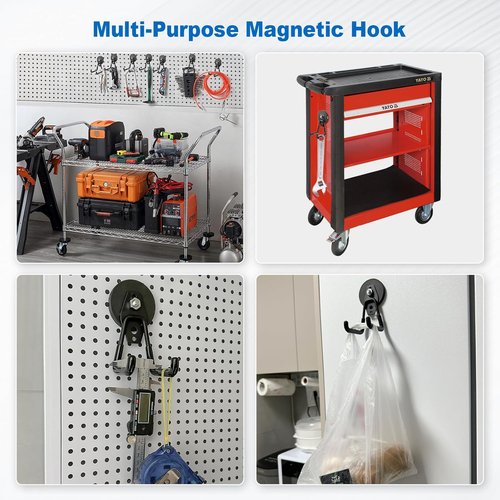 Heavy-Duty Magnetic Garage Hooks by [Brand Name] - Strong Tool & Utility Holders with Anti-Scratch Coating | Perfect for Garage & Workshop Storage