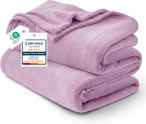 Bedsure GentleSoft Fleece Blanket - Luxuriously Soft Lightweight Plush Queen Size in Lilac Lavender, 90x90 Inches