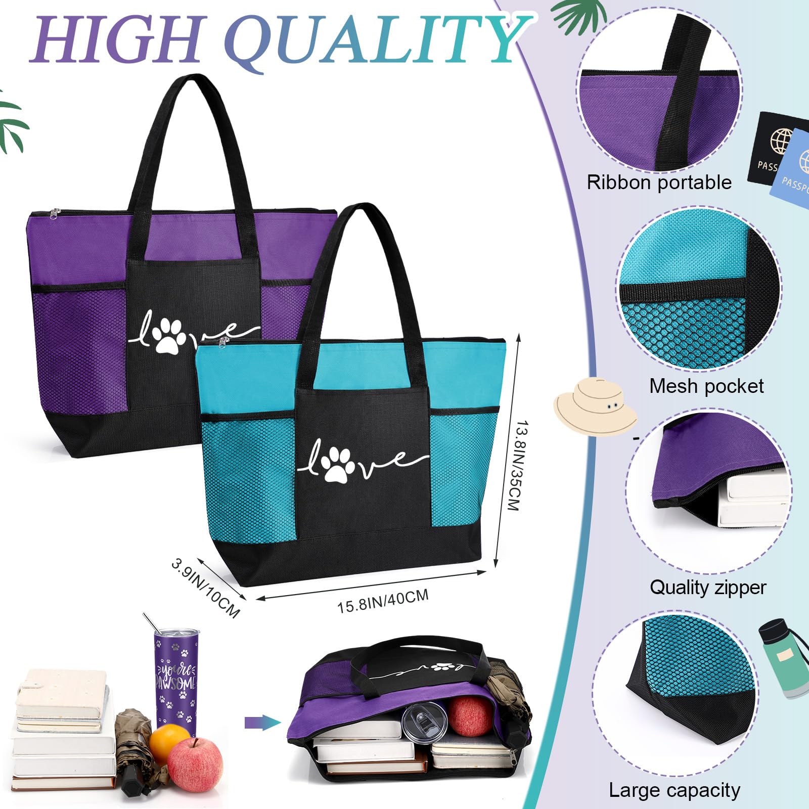 Buryeah 8 Pcs Veterinary Receptionist Week Gifts 20oz Tumbler Large Tote Bag Thank You Gift for Vet Tech Dog Cat Groomer Vet Assistant (Multicolor)