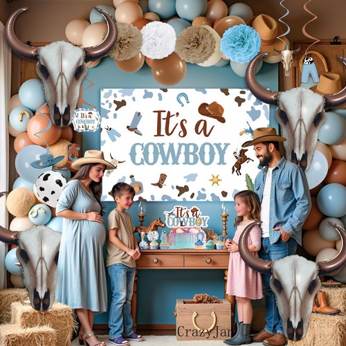 CrazyJan 2PCS Western Long Horn Cow Balloons Cowboy Longhorn Foil Balloons for Cowgirl Party Ranch Birthday Last Rodeo Bachelorette Wild West Baby Shower Decorations 25.6"x31.5"