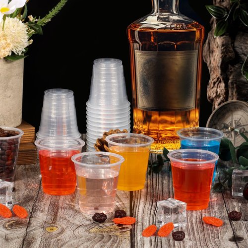 GGOLDMER 300 Pack 2oz Plastic Shot Glasses - Disposable Shot Glasses Mini Shot Cups for Wedding, Holiday, Party, 2 oz Shot Cups for Beer, Vodka, Whiskey, Tequila, Snacks (Clear)