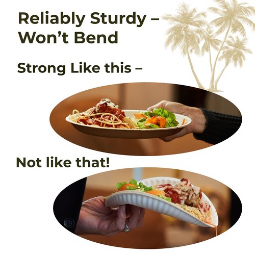Indie Palm 8 Inch Round Disposable Palm Leaf Plates – Heavy Duty, Biodegradable Compostable Alternative to Bamboo Plates or Paper Plates – Parties, Weddings, Dinners, Catering-Bulk Events (100 Pack)