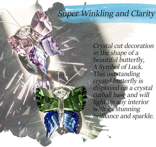 H&D Hyaline & Dora Handmade K9 Crystal Butterfly Figurines - Elegant Glass Decor for Home & Weddings