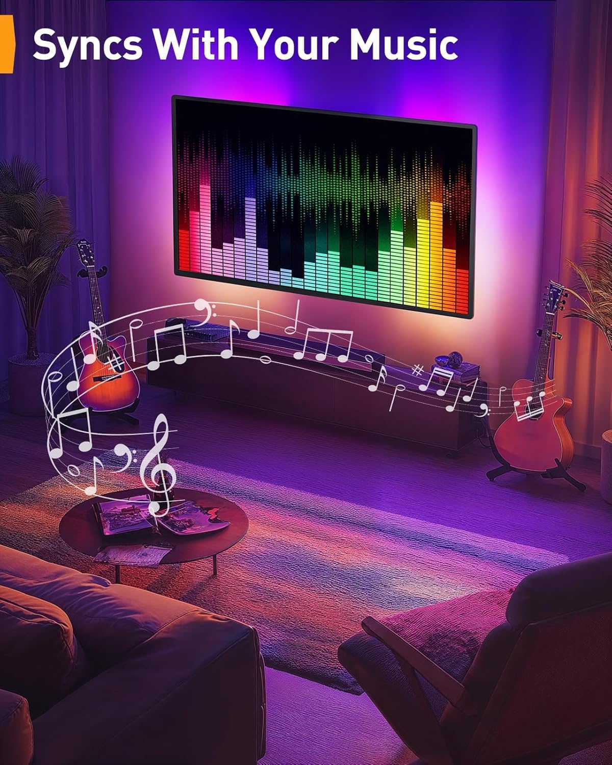 Perlegear AuraFrame™ TV Wall Mount - Pre-Assembled with LED Lights for 26-65 Inch TVs, Max VESA 400x400mm, Swivel & Tilt
