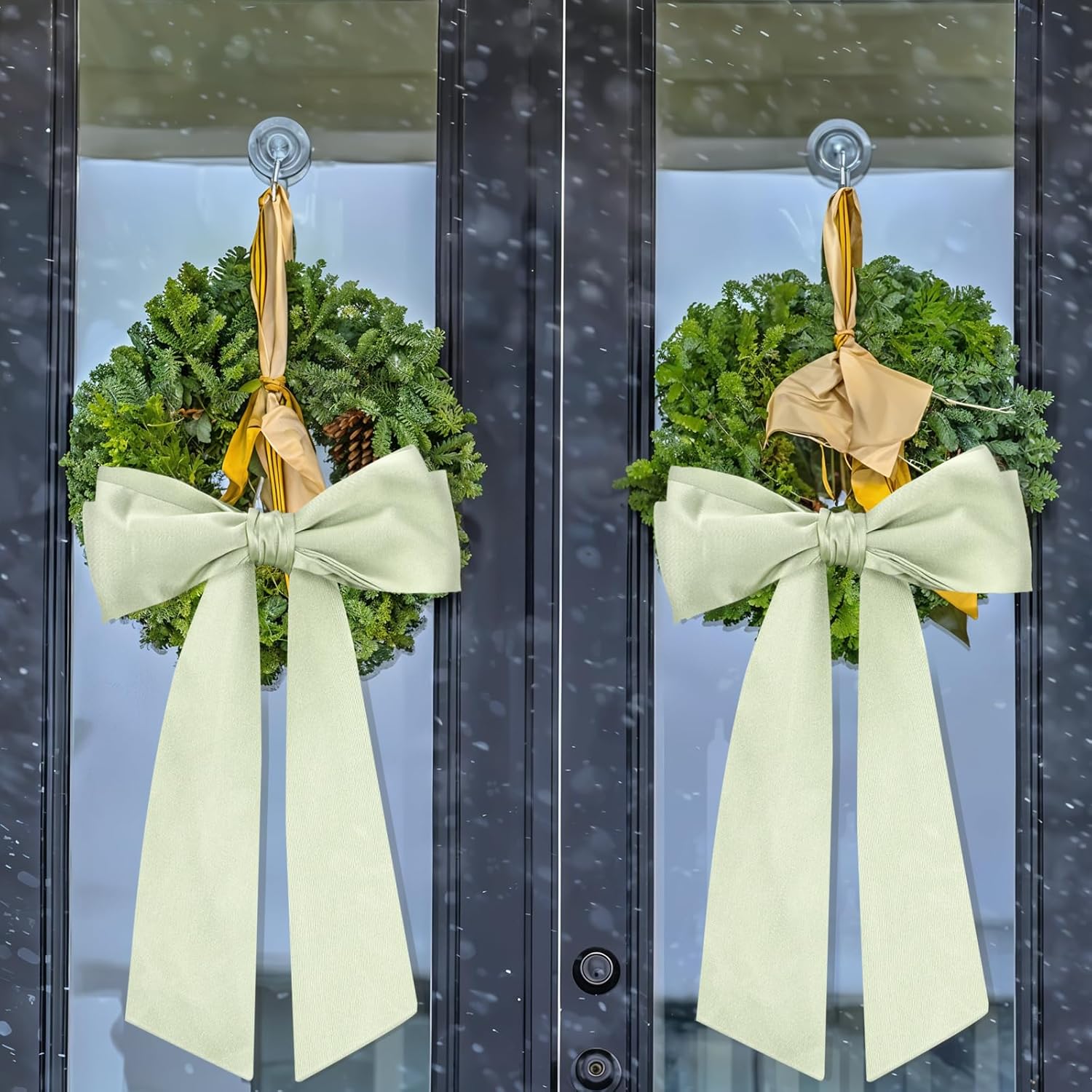 Regine Switzerland Sage Green Wreath Sash - Blank Satin Monogrammed Accessory for Front Door Decor