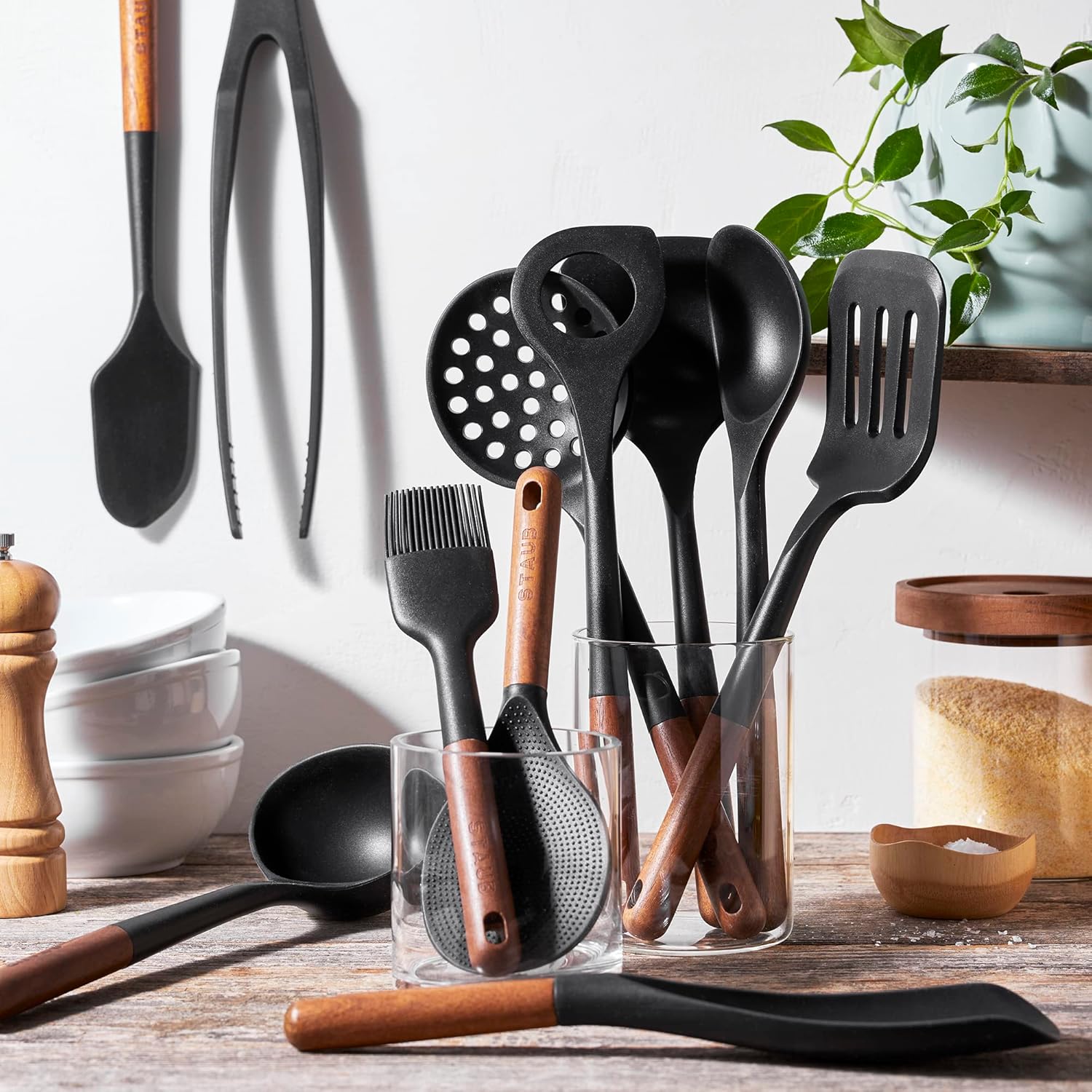 STAUB 11-Pc Cooking Utensil Set - Silicone with Wood Handle for Durable Kitchen Use