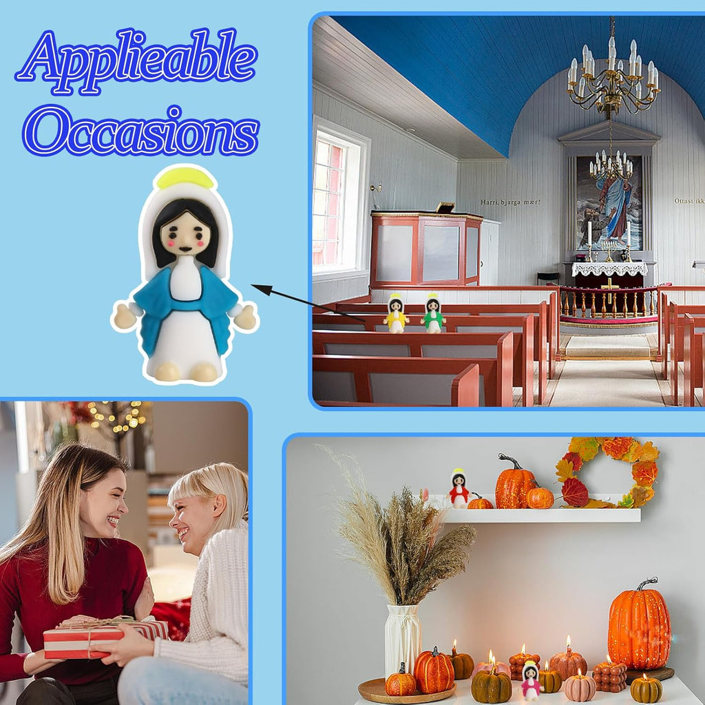 Regine Switzerland Virgin Mary Figurines - 20 Mini Christ Toys for Sunday School Gifts | Blue