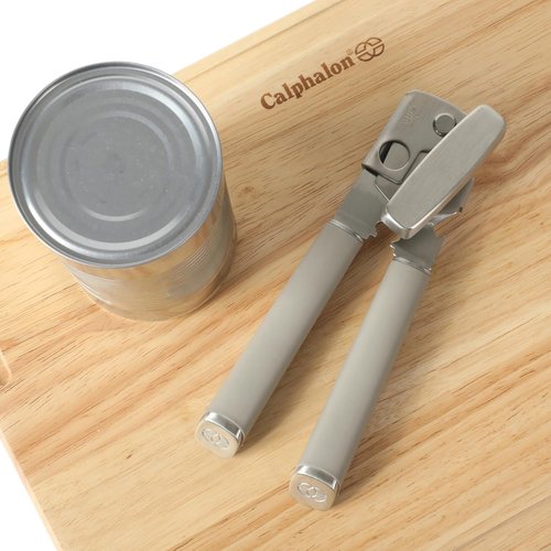 Calphalon Edge Stainless Steel Can Opener | Heavy-Duty Multifunction Tool with Rubber Handle - Taupe