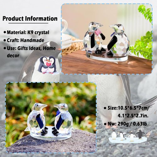 Arikyrist Crystal Penguin Figurine - Cute Glass Collectible Gift for Couples | Home Décor Statue