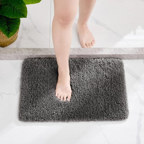 Disolla Small Bathroom Rugs 17x24 Non Slip Dark Grey Fluffy Bath Mat for Bathroom Floor Machine Washable Plush Luxury Bath Rug for Tub Soft Shaggy Absorbent Shower Mat
