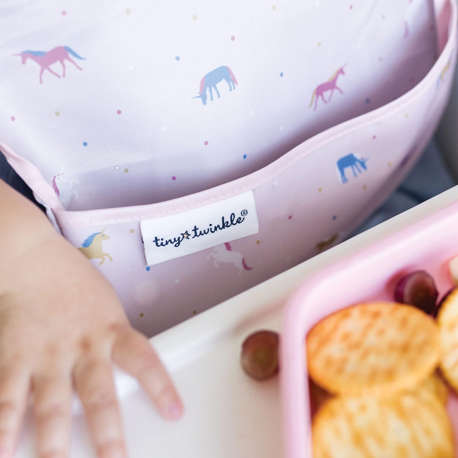 Tiny Twinkle Baby Bibs - Mess-Proof Waterproof Toddler Bibs with Catch-All Pocket | 3-Pack Unicorn Design