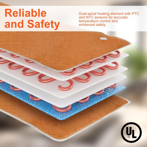 Heated Mattress Pad 51" x 74", Electric Bed Warmer with Digital Controller for Full Size Beds, 9 Heat Settings, 1-6 Hours Auto Shut Off, Fast Heating, Machine Washable, Brown