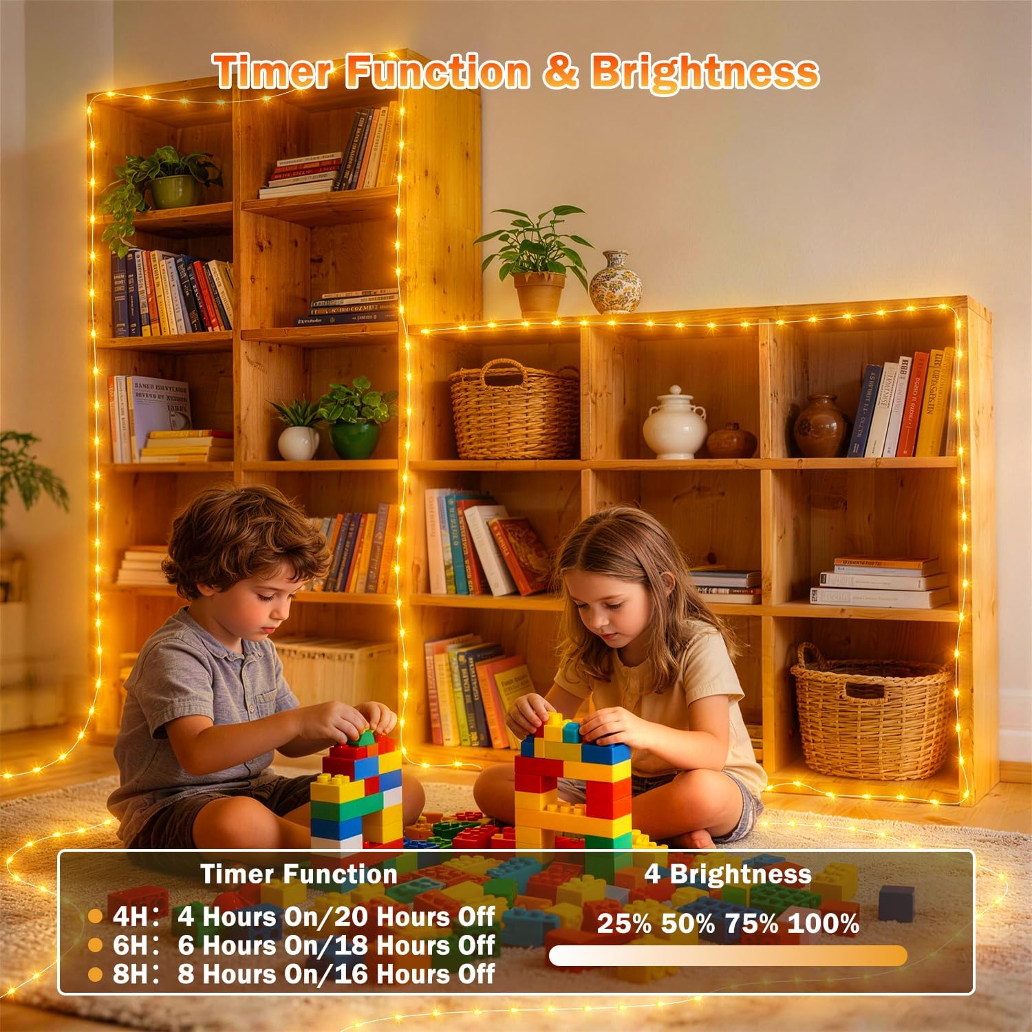 Skiennix 50ft Dimmable Fairy Lights - 25 Colors & 14 Modes | RGB + Warm White Indoor/Outdoor Décor