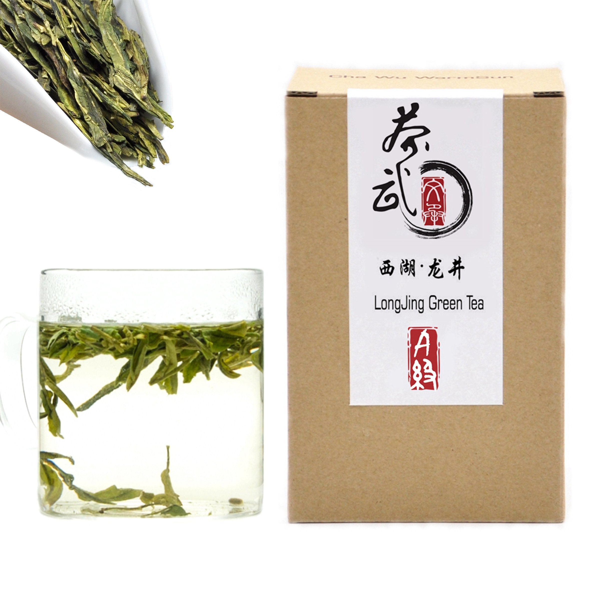 ChaWuWarmSun [A] LongJing Green Tea Loose Leaf - 3.5oz/100g Dragon Well Tea - Origin Hangzhou Chinese Whole Leaf