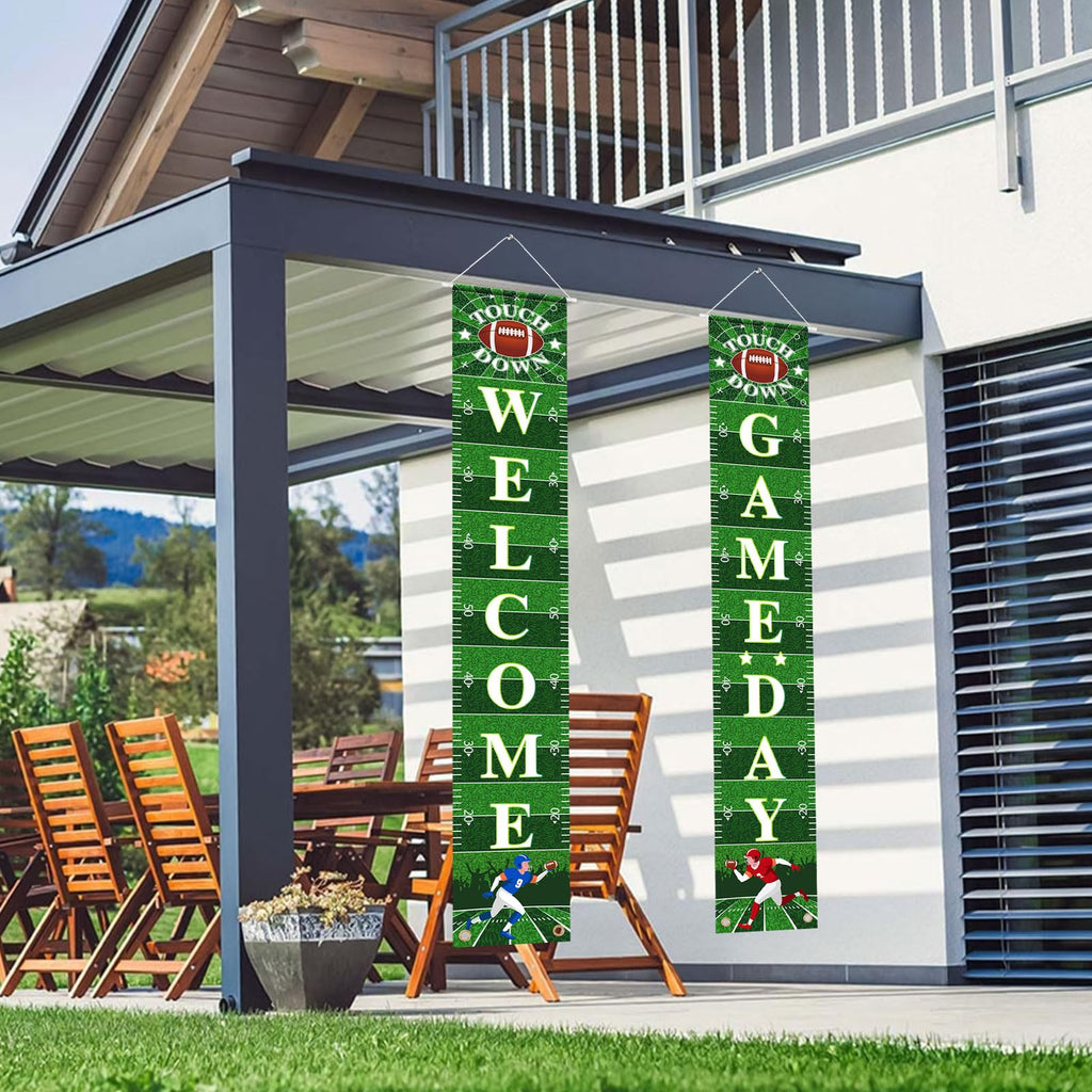 Football Porch Sign Banner Welcome Hanging Door Banner for Sport Theme Party Football Rugby Welcome Game Day Festival Party Decoration Supplies
