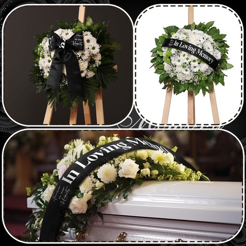 Fanfanwin Funeral Sash - Memorial Ribbon for Casket or Wreath | 58x4'' Black in Loving Memory