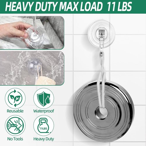 Goabroa Suction Cup Hooks - 6 Pack Clear Window Hooks for Reusable Wreath Hangers | Holds Up to 11 lbs
