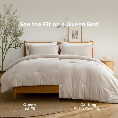 Bedsure Queen Comforter Set - Beige Soft All-Season Bedding | 3-Piece Set with 90"x90" Comforter & 2 Pillow Shams