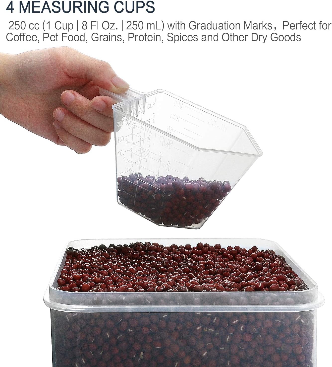 MCIRCO Extra Large 7QT Airtight Food Storage Containers - 4-Piece Set with Measuring Cups & Labels