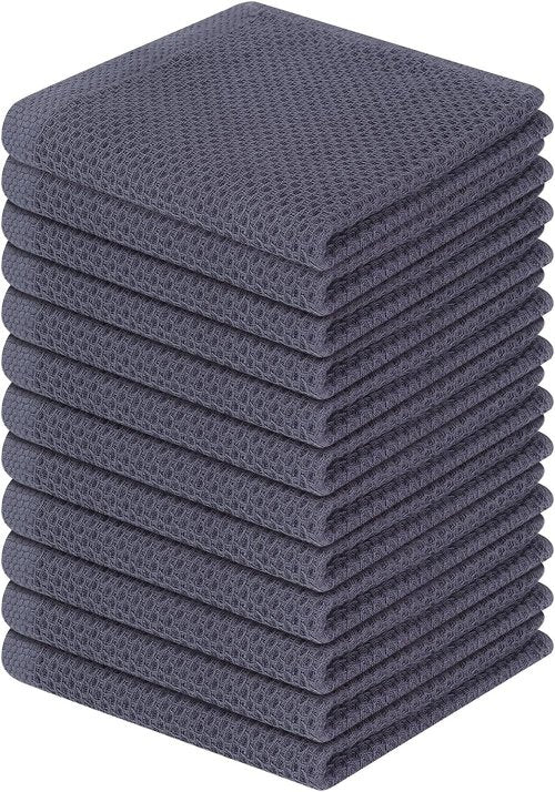 Homaxy 100% Cotton Dish Cloths - Ultra Soft, Absorbent & Quick Drying | 12-Pack, Dark Grey, 12 x 12 Inches