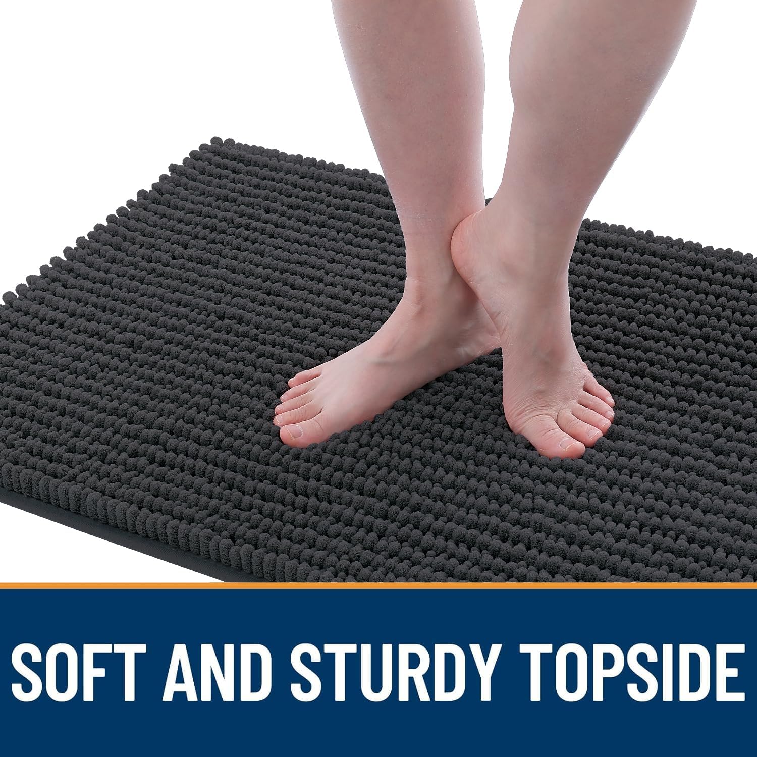 OLANLY Dog Door Mat - Ultra Absorbent Chenille Mud Doormat for Muddy Paws | Non-Slip, Washable, 30x20, Dark Grey