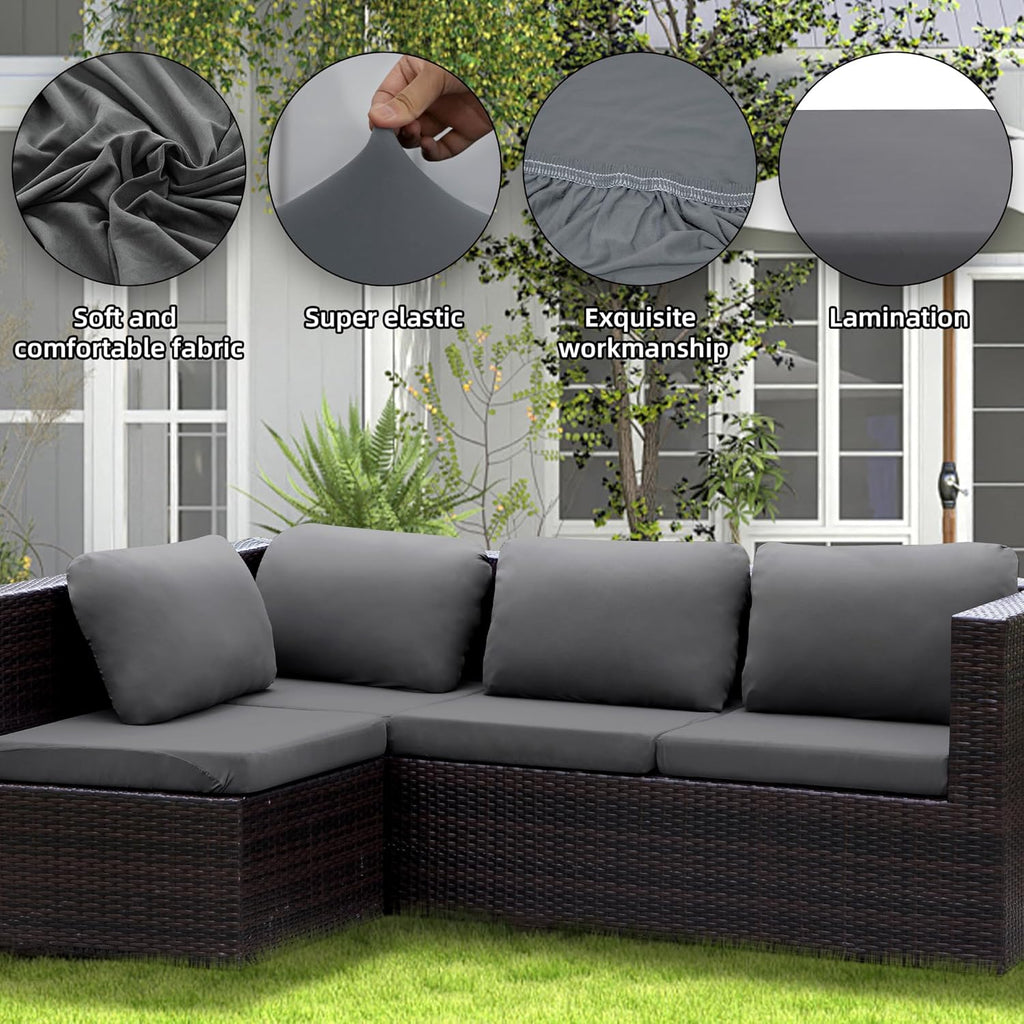 Skiennix Outdoor Cushion Covers Set - 12PCS Patio Furniture Slipcovers for Sofa & Sectional Chairs