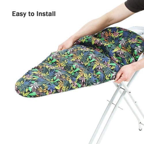 LCLW Ironing Board Cover and Pad Standard Size 15 x 54,3 Pairs of Hook and Loop Fastener Straps,Elastic Edges,Cotton Iron Board Cover with Scorch Resistant Thick Padding (Pattern C)