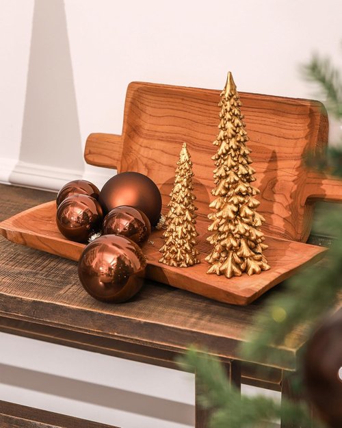 DN DECONATION Brown Glass Christmas Ball Ornaments - Set of 9 Hanging Baubles for Tree Decoration