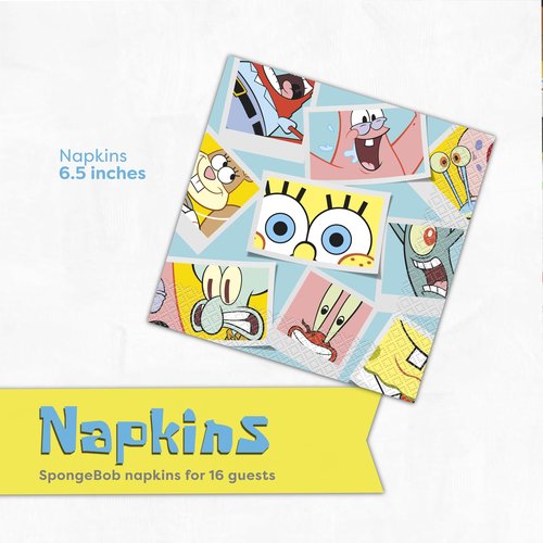 SpongeBob Plates and Napkins | SpongeBob Birthday Decorations for Party | Dinner and Dessert Plates and Napkins for 16 | Officially Licensed