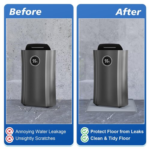 Dehumidifier Drip Pan, 18''x15'' Humidifier Drip Pan, Prevent Water Leakage and Protect Floor & Carpet, Non-Slip & Leak-Proof Silicone Mat with Raised Edge, for Under Dehumidifier and Humidifier Mat