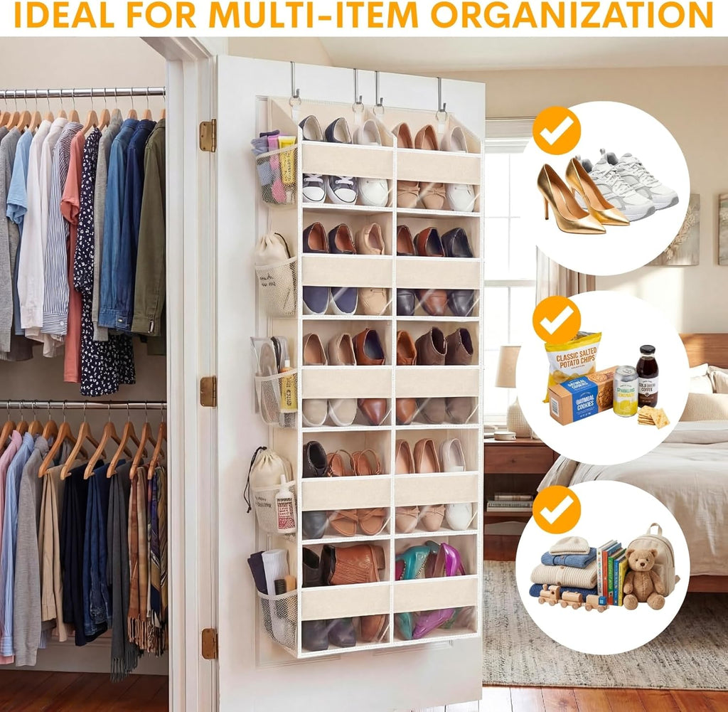 Ofiray Home Over The Door Organizer - Extra Large 5-Tier Storage with 10 Compartments | Beige, 80 lbs Capacity