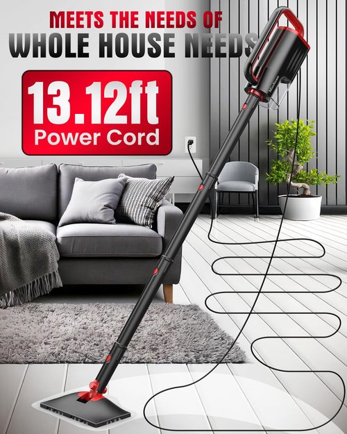 Steam Mop, 19-in-1 Detachable Handheld Steam Cleaner for Home, 230°F Floor Steamer, 2 Steam Modes,3 Adjustable Level, 350ML Tank, Powerful Steam Mops for Cleaning Hardwood Floors, Carpet Tile Grout