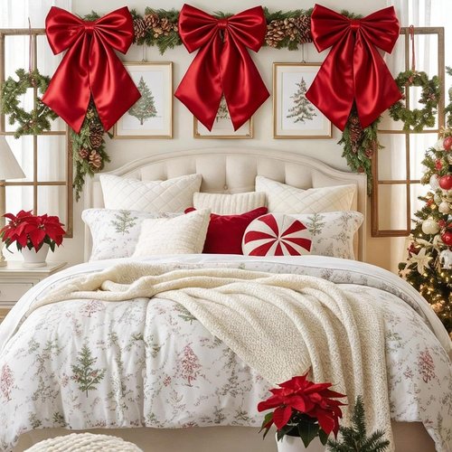 Big Red Bows | 23x11 In Ruby Red Satin Christmas Tree Topper & Holiday Decor
