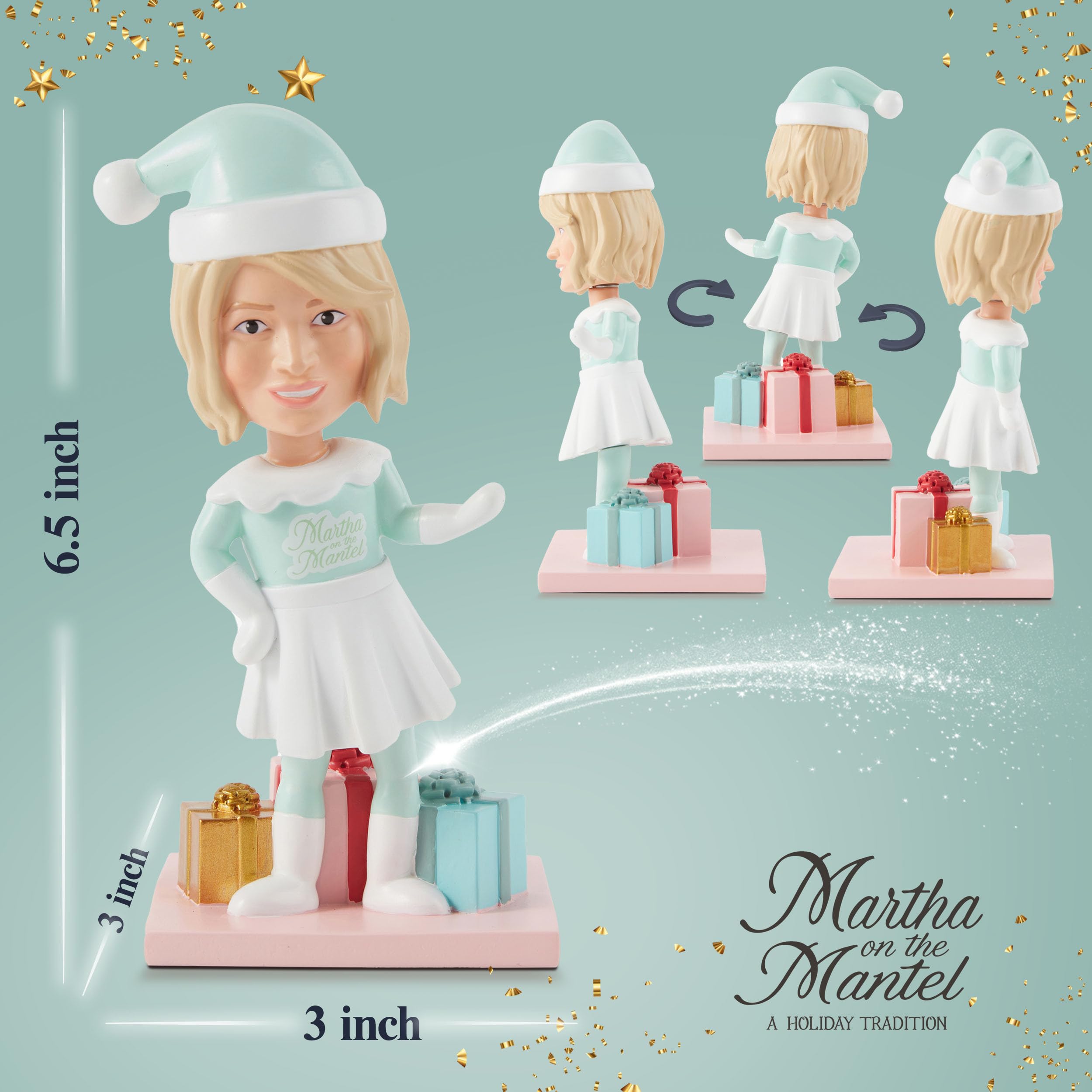 Martha Stewart Funny Bobbleheads – Martha on The Mantel Santa Bobblehead, Christmas Bobble Heads, Bobble Head Figures, Holiday Collectible Décor, Secret Santa Collectible, Stocking Stuffer Gift