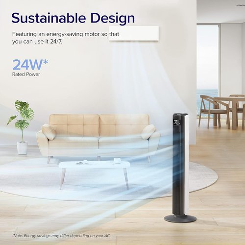 LEVOIT Smart Tower Fan - 42-Inch Bladeless Design with 12 Speeds, Quiet 25dB, Alexa Compatible