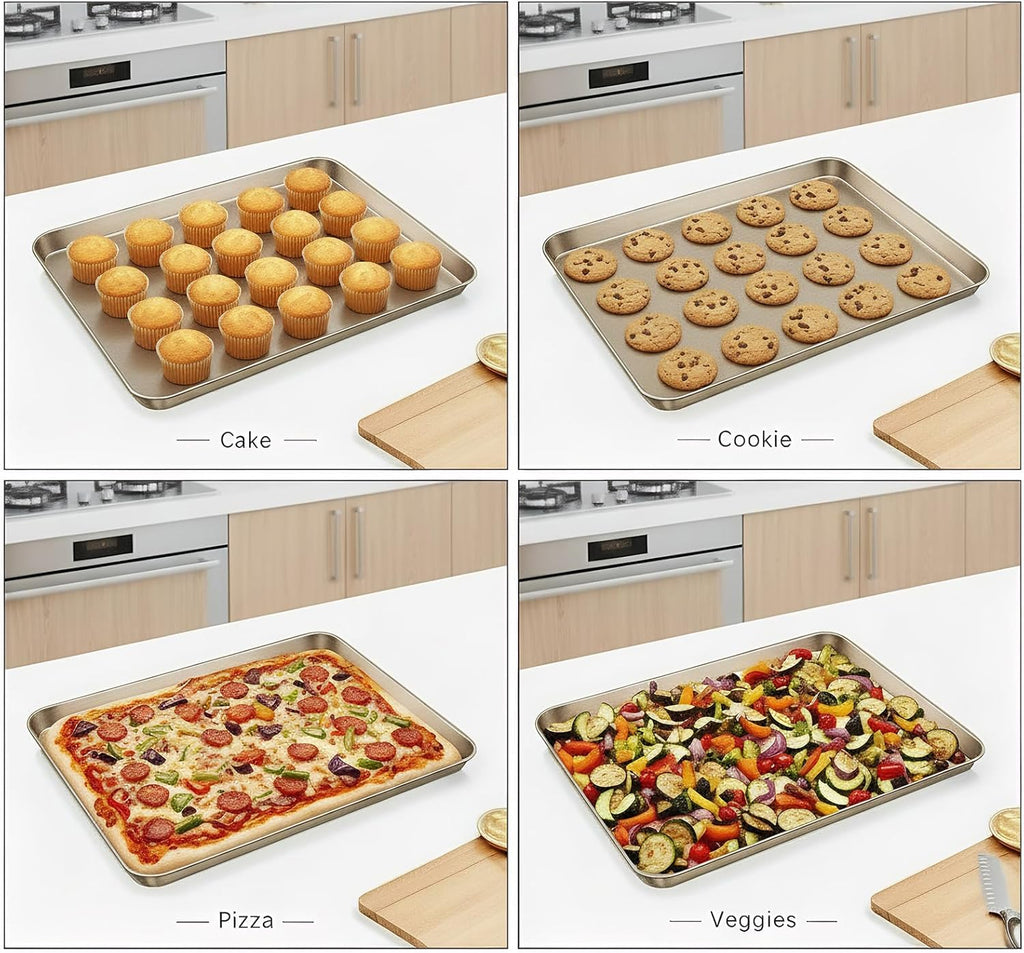 Nicunom Nonstick Baking Sheet Set - 2 Sheet Cake Pans (11.8" x 17.5") for Cookies & Roasting