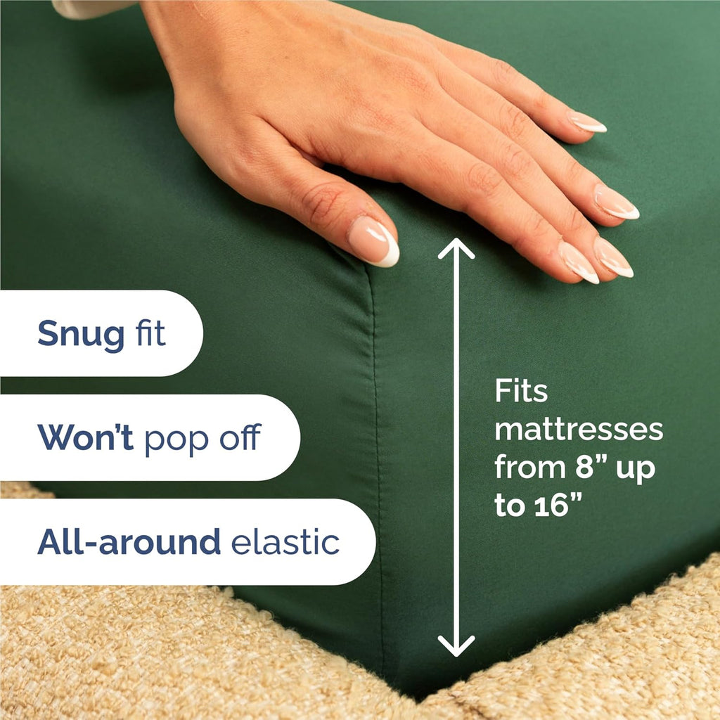 Split King Size 5 Piece Sheet Set - Comfy Cooling Bed Sheets | Luxury Hotel Quality - Deep Pockets, Soft, Wrinkle-Free - Oeko-Tex Certified - Emerald