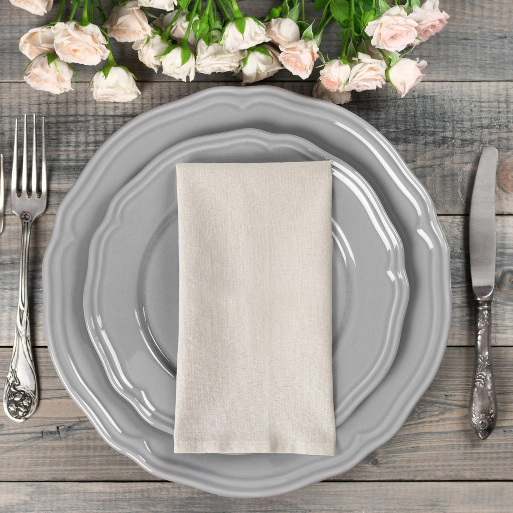 Mixweer Set of 40 Beige Cloth Linen Napkins Bulk Reusable Cotton Dinner Napkin 16 x 16 Inch Washable Pastel Soft Table Napkins for Wedding Dinner Hotel Restaurant Event Party